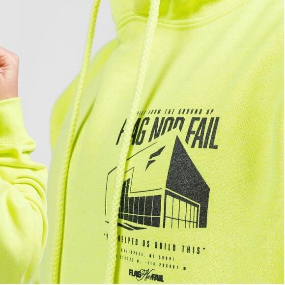 Flag Nor Fail NWT New Warehouse Hoodie in Neon Yellow/Green Unisex Size Small - Picture 3 of 7